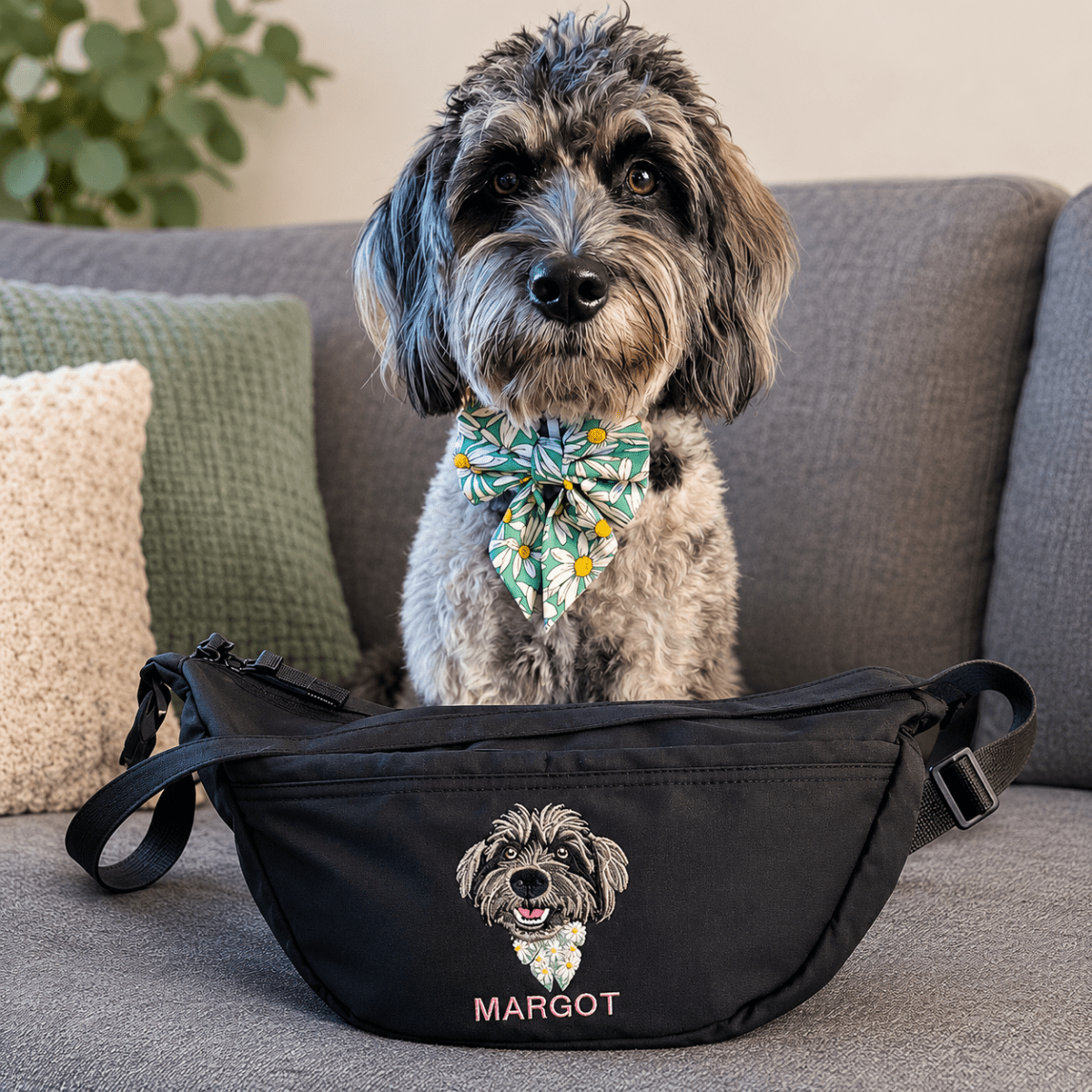 Custom Embroidered Pet Portrait Cross Body Bag - Lucy and Lola Shop