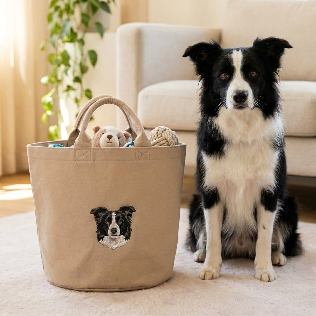 Custom Embroidered Pet Portrait Felt Toy Basket - Lucy and Lola Shop