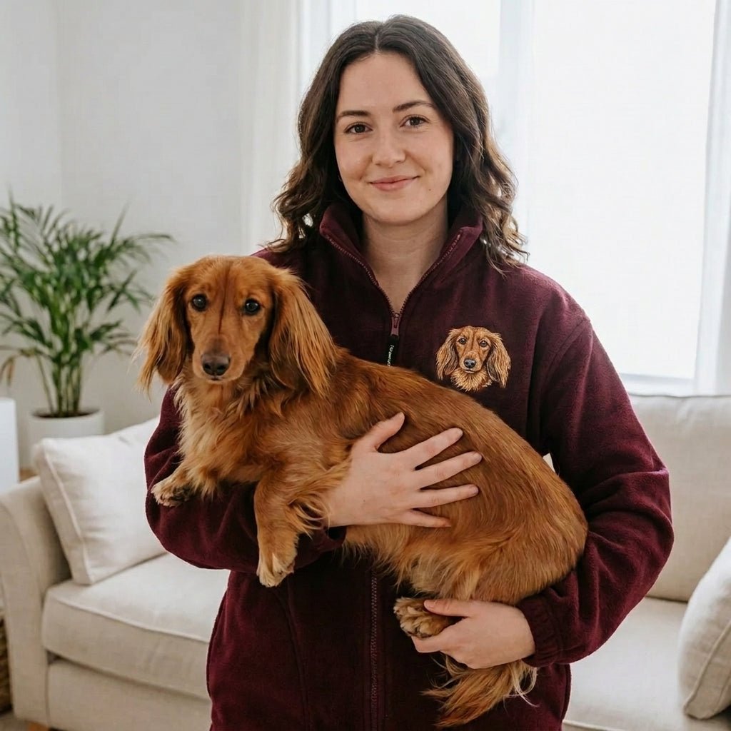 Custom Embroidered Pet Portrait Fleece Full - Zip Jacket - Lucy and Lola Shop
