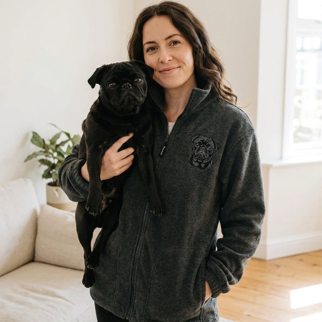 Custom Embroidered Pet Portrait Fleece Full - Zip Jacket - Lucy and Lola Shop