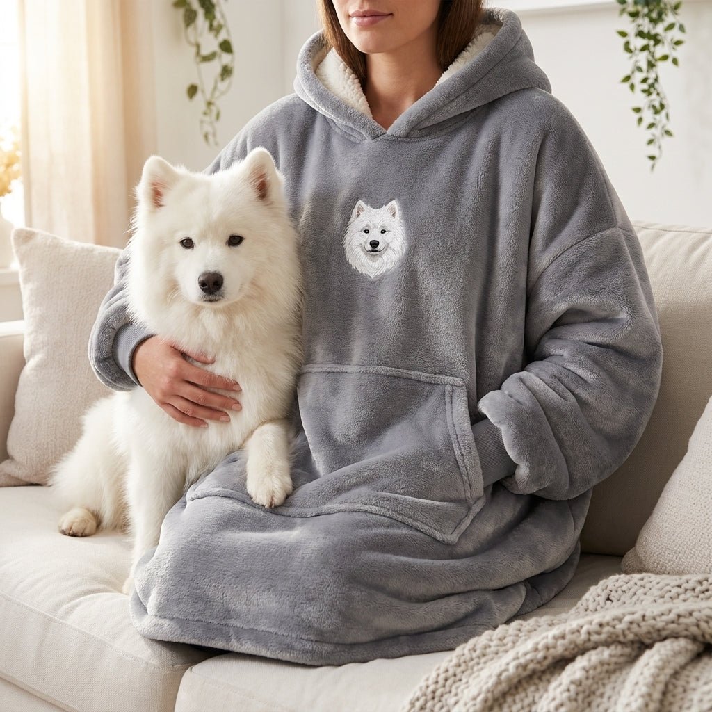 Custom Embroidered Pet Portrait Hooded Blanket - Lucy and Lola Shop