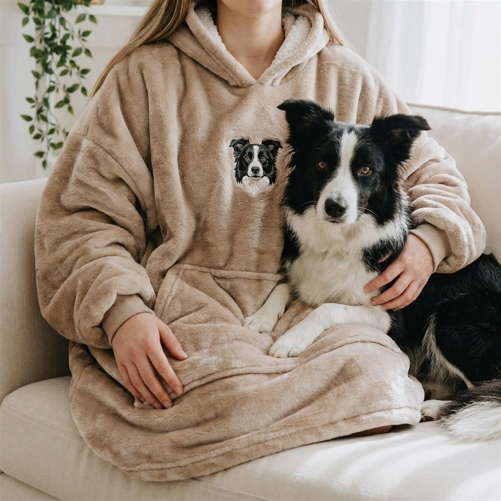 Custom Embroidered Pet Portrait Hooded Blanket - Lucy and Lola Shop
