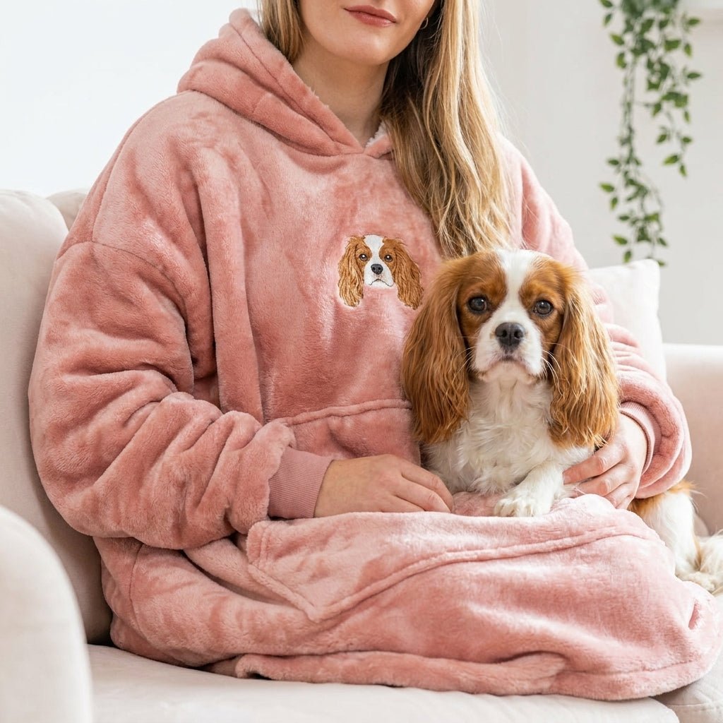 Custom Embroidered Pet Portrait Hooded Blanket - Lucy and Lola Shop