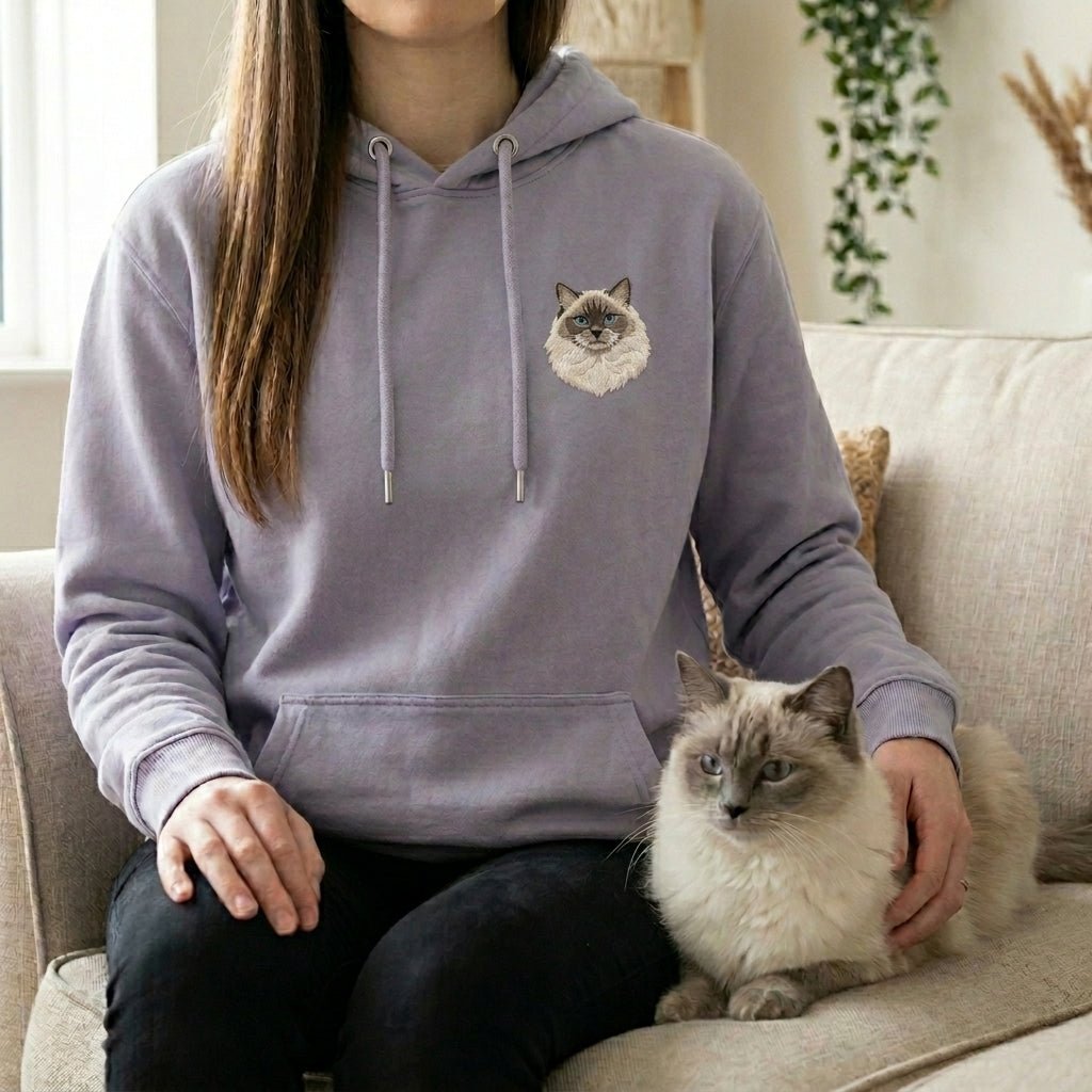 Custom Embroidered Pet Portrait Hoodie Sweatshirt - Lucy and Lola Shop