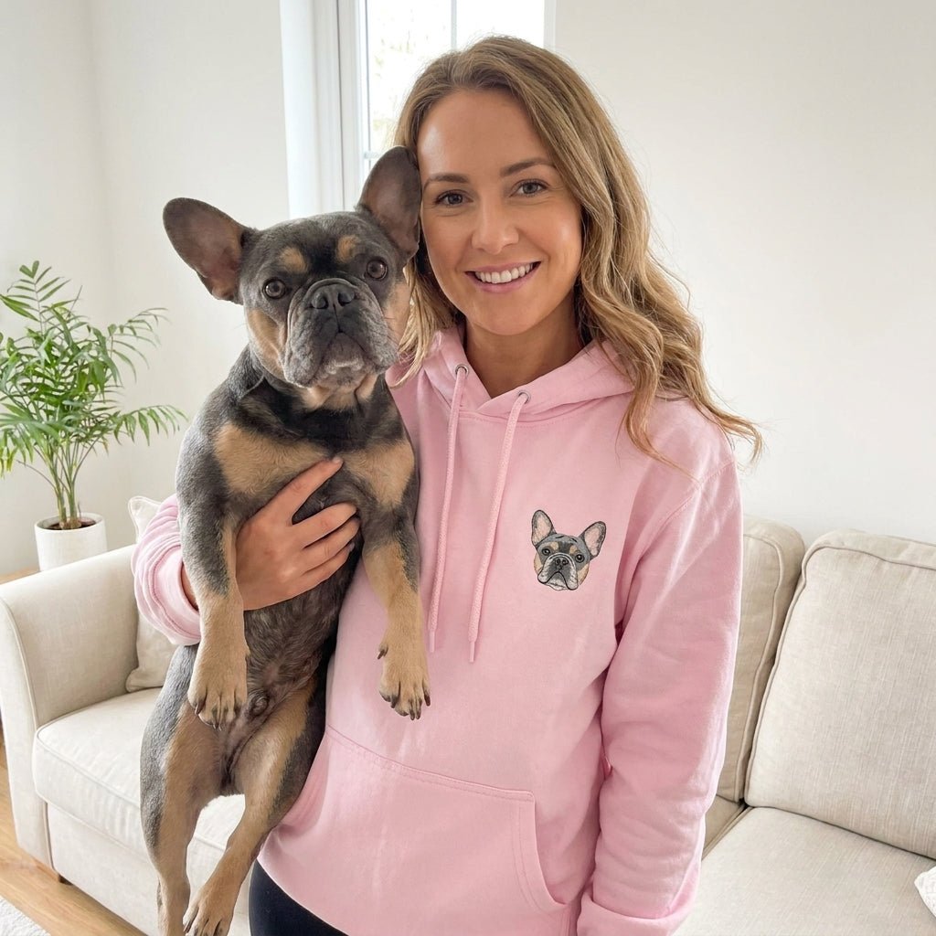 Custom Embroidered Pet Portrait Hoodie Sweatshirt - Lucy and Lola Shop