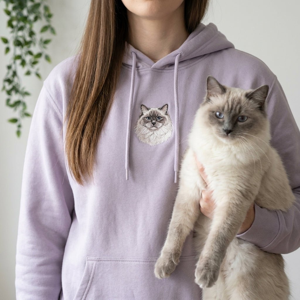 Custom Embroidered Pet Portrait Hoodie Sweatshirt - Lucy and Lola Shop