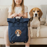 Custom Embroidered Pet Portrait Mini Rolltop Recycled Backpack - Lucy and Lola Shop