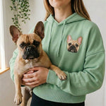 Custom Embroidered Pet Portrait Organic Crop Women's Hoodie Sweatshirt - Lucy and Lola Shop