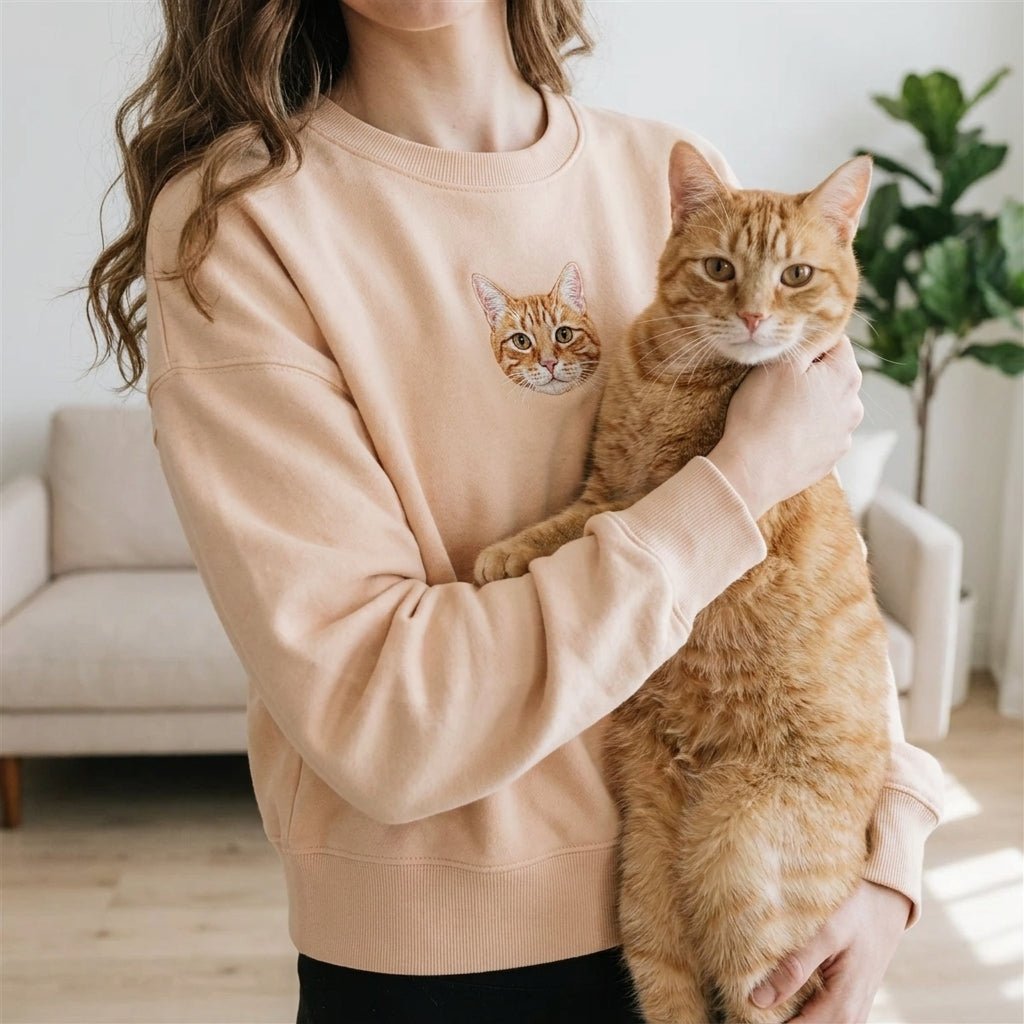 Custom Embroidered Pet Portrait Organic Crop Women's Sweatshirt - Lucy and Lola Shop