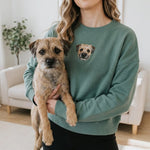 Custom Embroidered Pet Portrait Organic Crop Women's Sweatshirt - Lucy and Lola Shop