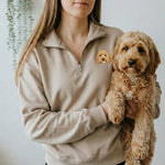 Custom Embroidered Pet Portrait Organic Quarter Zip Sweatshirt - Lucy and Lola Shop