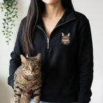 Custom Embroidered Pet Portrait Organic Quarter Zip Sweatshirt - Lucy and Lola Shop