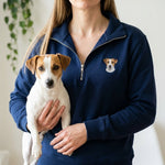 Custom Embroidered Pet Portrait Organic Quarter Zip Sweatshirt - Lucy and Lola Shop