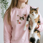 Custom Embroidered Pet Portrait Organic Strawberry Sweatshirt - Lucy and Lola Shop