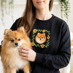 Custom Embroidered Pet Portrait Organic Sunflower Sweatshirt - Lucy and Lola Shop