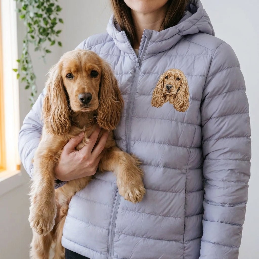 Custom Embroidered Pet Portrait Polar Puffer Full-Zip Jacket - Lucy and Lola Shop