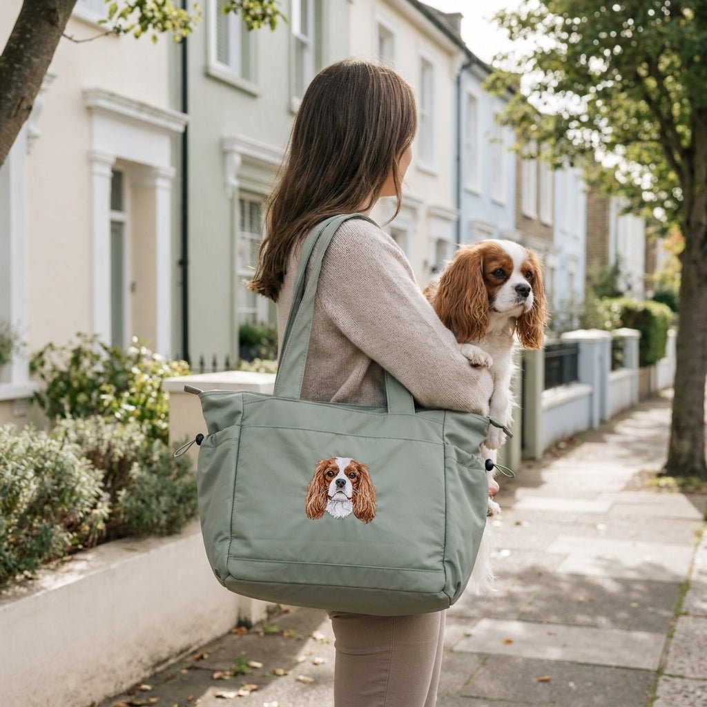Custom Embroidered Pet Portrait Recycled Oversized Tote Bag - Lucy and Lola Shop