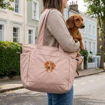Custom Embroidered Pet Portrait Recycled Oversized Tote Bag - Lucy and Lola Shop