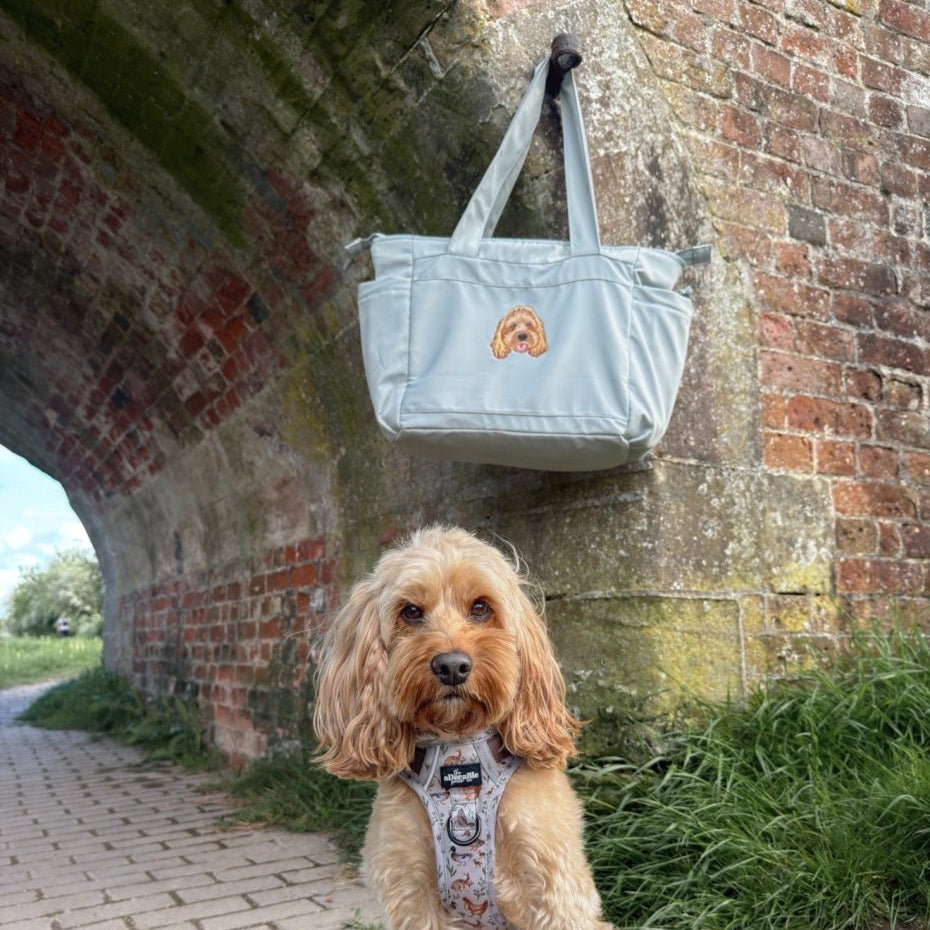 Custom Embroidered Pet Portrait Recycled Oversized Tote Bag - Lucy and Lola Shop