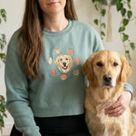 Custom Embroidered Pet Portrait Shells Organic Crop Sweatshirt - Lucy and Lola Shop