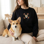 Custom Embroidered Pet Portrait Spring Flowers Organic Sweatshirt - Lucy and Lola Shop
