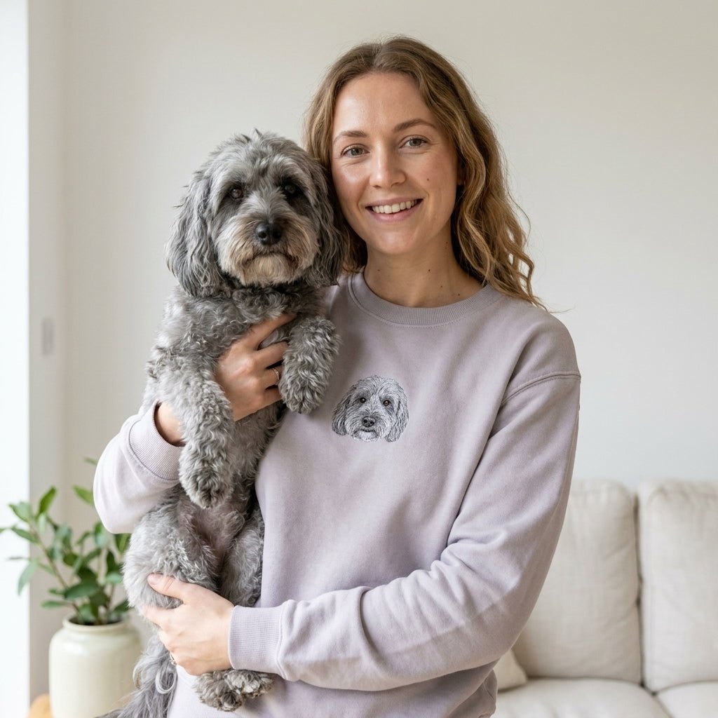 Custom Embroidered Pet Portrait Sweatshirt - Lucy and Lola Shop