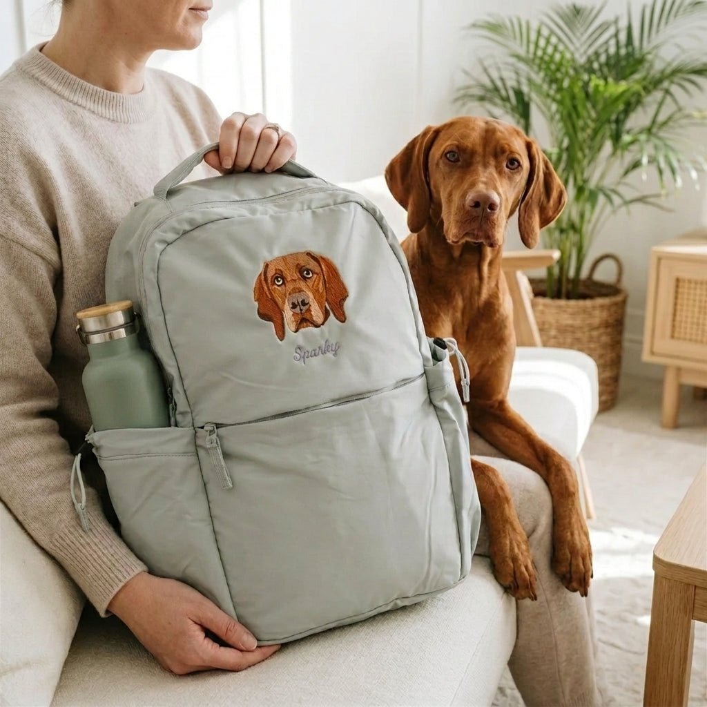Custom Pet Backpack with Embroidered Portrait - Lucy and Lola Shop