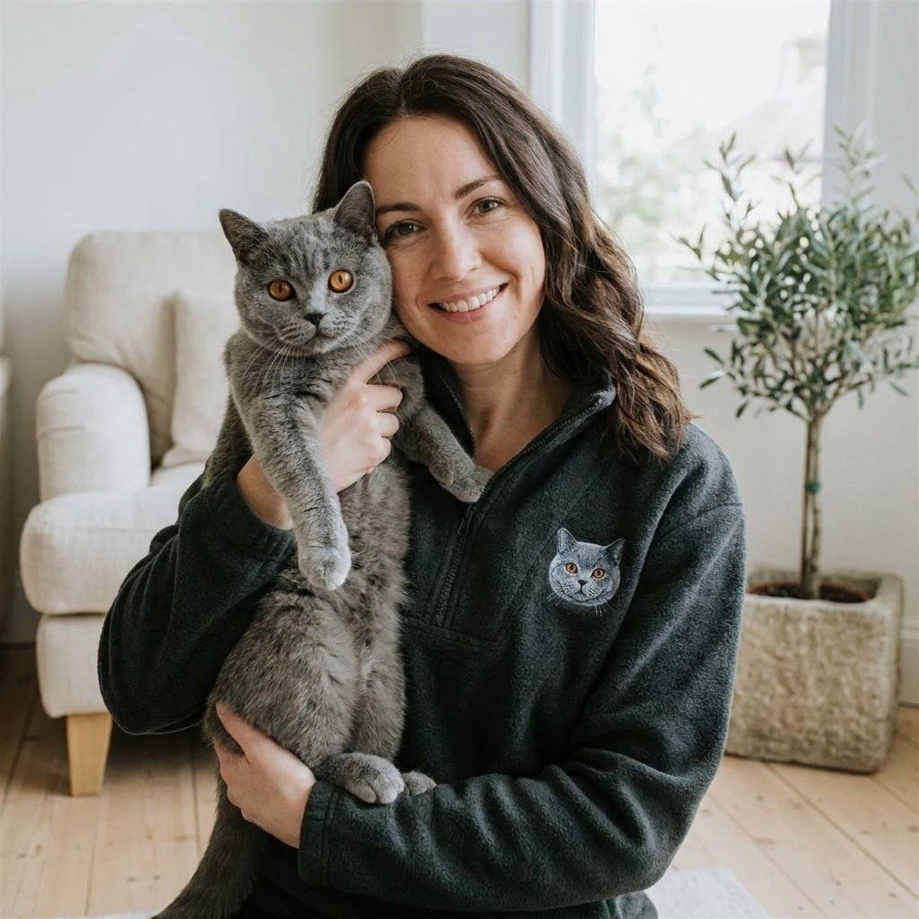 Custom Pet Embroidered Fleece Quarter Zip Jacket - Lucy and Lola Shop