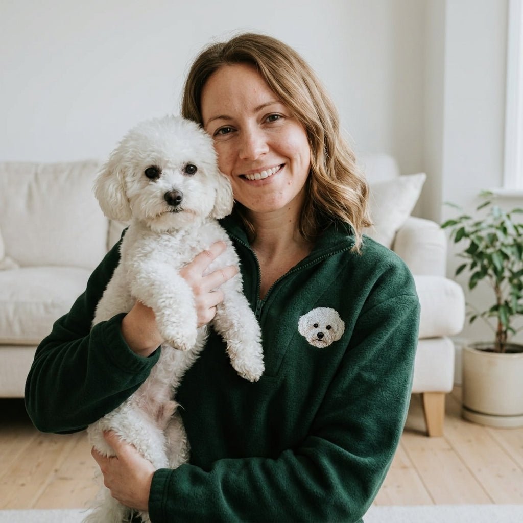 Custom Pet Embroidered Fleece Quarter Zip Jacket - Lucy and Lola Shop