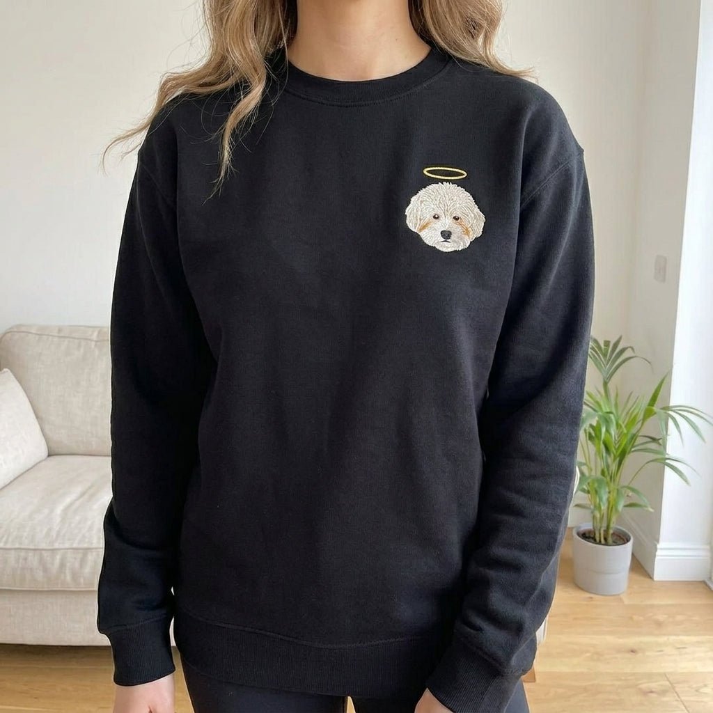 Custom Pet Memorial Sweatshirt with Embroidered Portrait - Lucy and Lola Shop