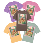 Custom Pet Portrait Postcard Style Printed Camping T-shirt - Lucy and Lola Shop