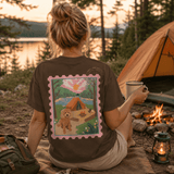 Custom Pet Portrait Postcard Style Printed Camping T-shirt - Lucy and Lola Shop
