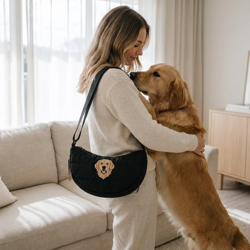 Custom Pet Quilted Cross Body Bag with Embroidered Portrait - Lucy and Lola Shop