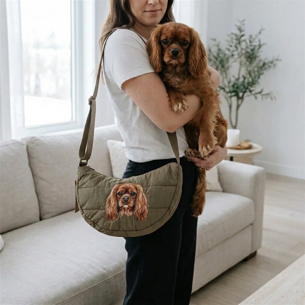 Custom Pet Quilted Cross Body Bag with Embroidered Portrait - Lucy and Lola Shop