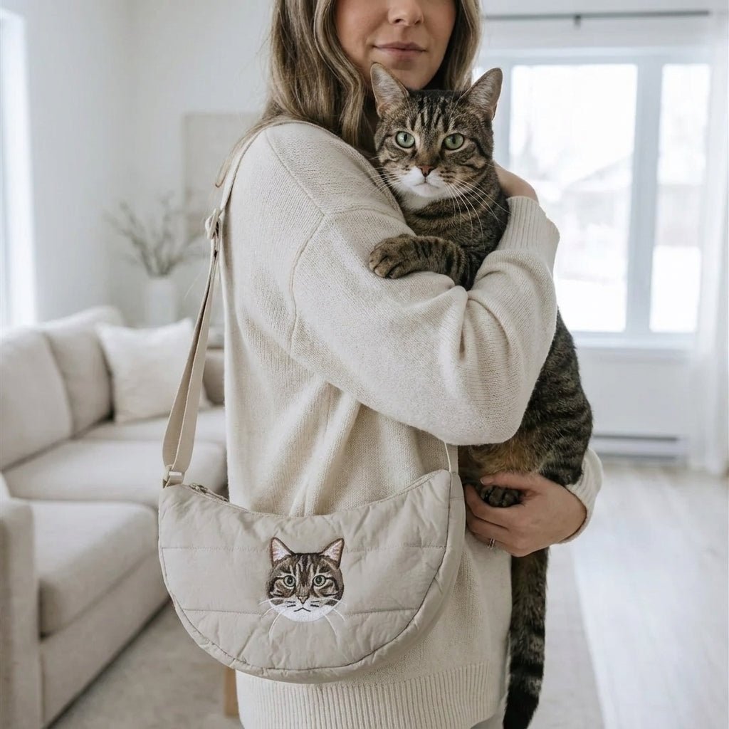 Custom Pet Quilted Cross Body Bag with Embroidered Portrait - Lucy and Lola Shop