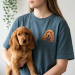 Custom Pet T-Shirt with Embroidered Portrait - Lucy and Lola Shop