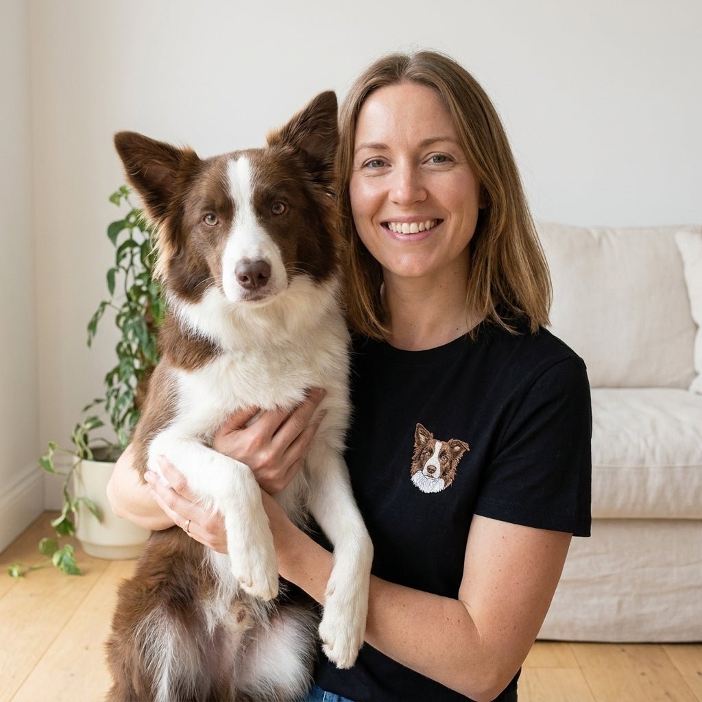 Custom Pet T-Shirt with Embroidered Portrait - Lucy and Lola Shop