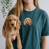 Custom Pet T-Shirt with Embroidered Portrait - Lucy and Lola Shop