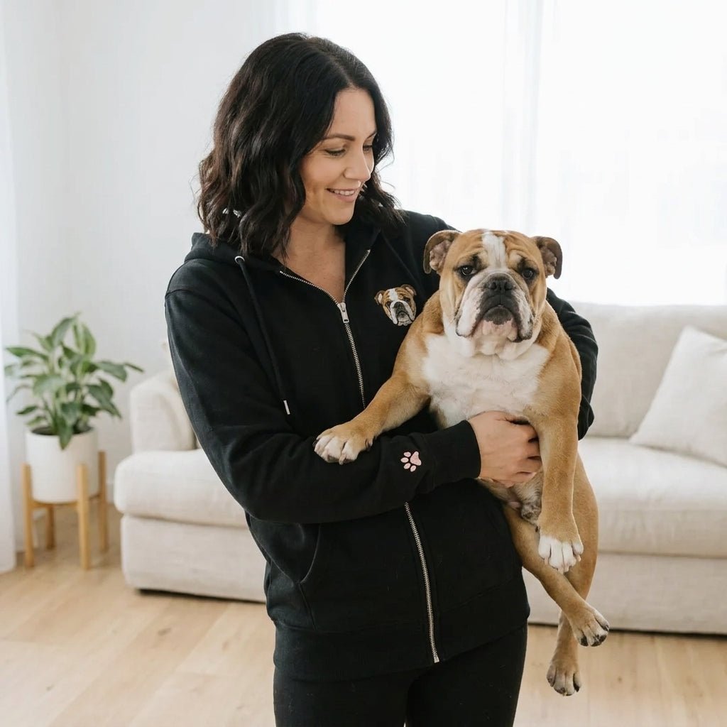 Custom Pet Zip up Hoodie with Embroidered Portrait - Lucy and Lola Shop