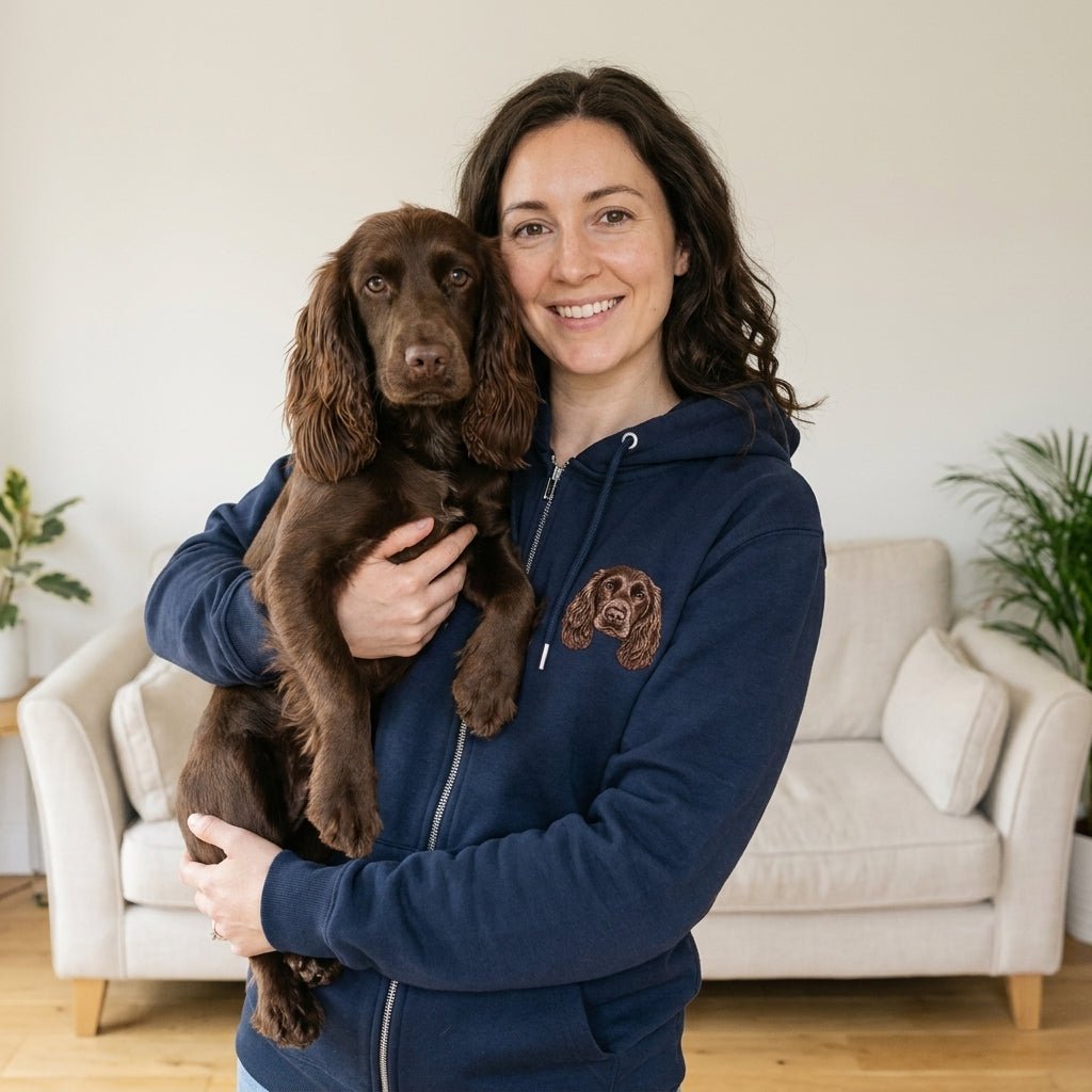Custom Pet Zip up Hoodie with Embroidered Portrait - Lucy and Lola Shop