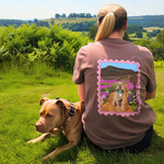 Custom Postcard Style Pet Portrait Printed Hiking T-shirt - Lucy and Lola Shop