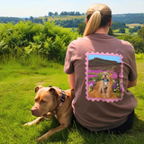 Custom Postcard Style Pet Portrait Printed Hiking T-shirt - Lucy and Lola Shop