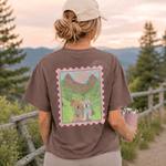 Custom Postcard Style Pet Portrait Printed Scottish Highlands T-shirt - Lucy and Lola Shop