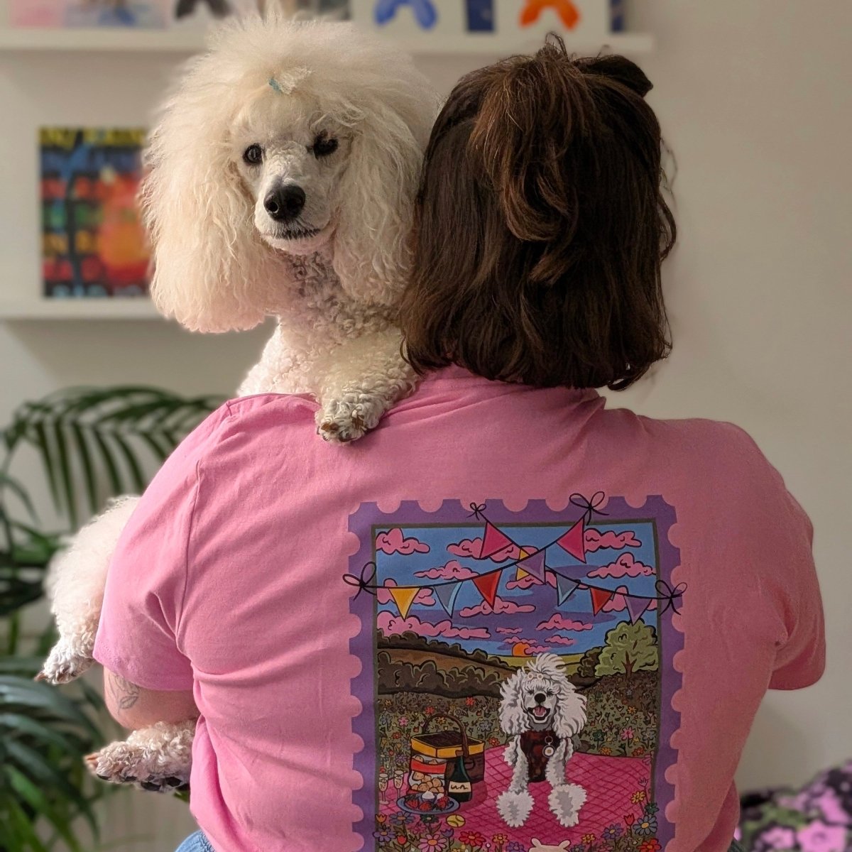 Custom Postcard Style Pet Portrait Printed Sunny Picnic T-shirt - Lucy and Lola Shop