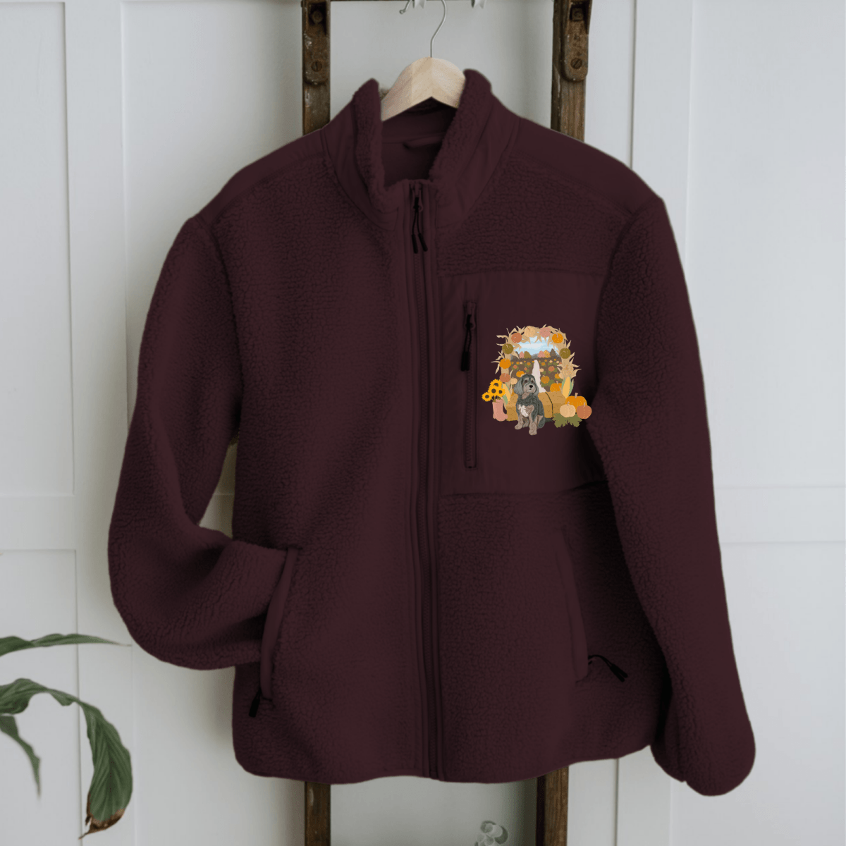 Custom Printed Pumpkin Patch Recycled Sherpa Jacket - Lucy and Lola Shop