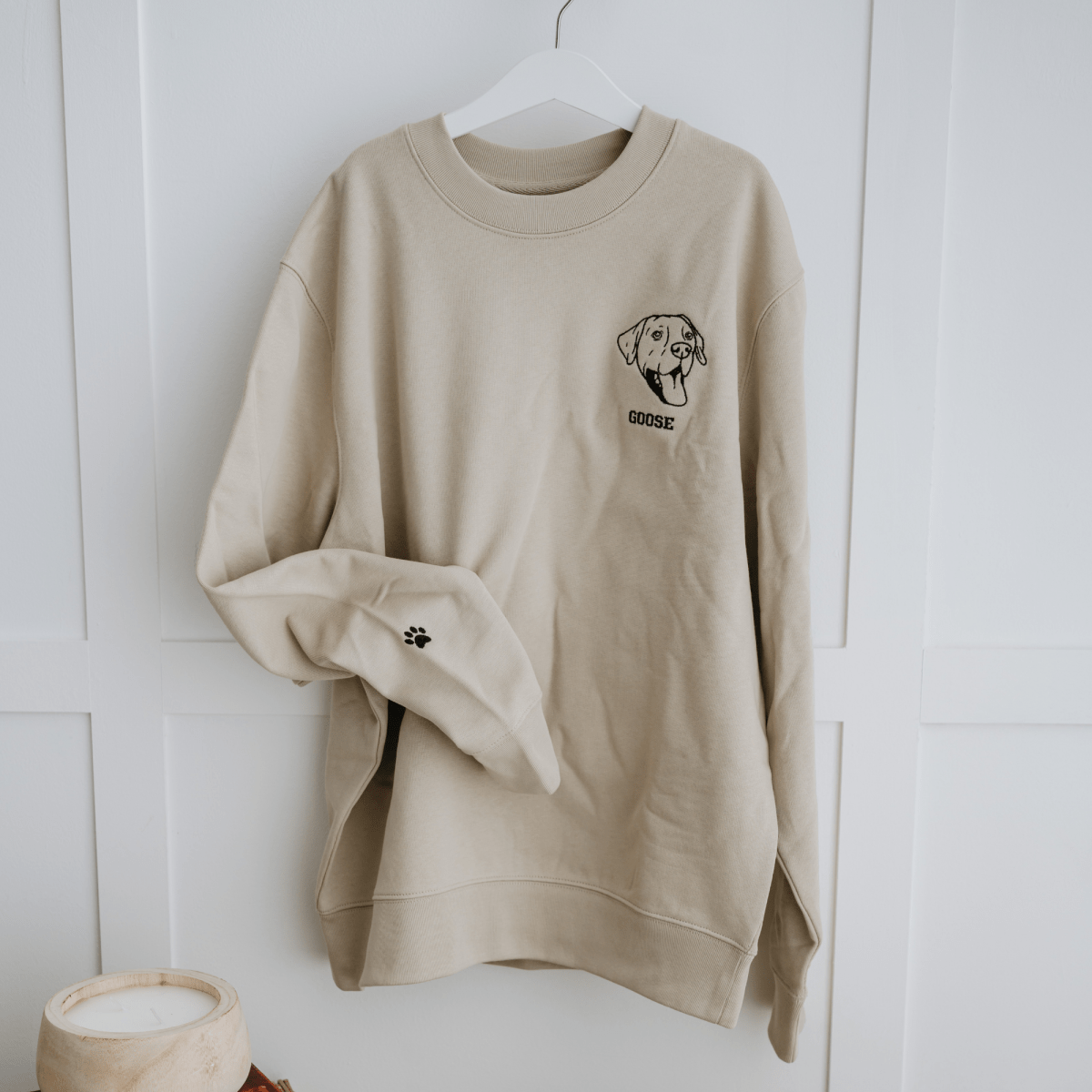 Embroidered Outline Pet Portrait Organic Sweatshirt - Lucy and Lola Shop