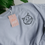 Embroidered Outline Pet Portrait Organic Sweatshirt - Lucy and Lola Shop