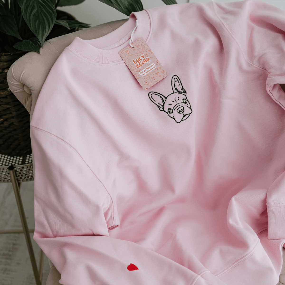 Embroidered Outline Pet Portrait Organic Sweatshirt - Lucy and Lola Shop