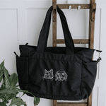 Embroidered Outline Pet Portrait Recycled Oversized Tote Bag - Lucy and Lola Shop