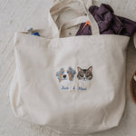 Embroidered Pet Portait Organic Canvas Shopper Bag - Lucy and Lola Shop